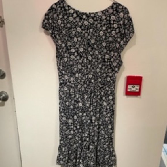 J. Crew Mercantile Faux-Wrap Minidress in Navy Ivory Floral Print 12T - Picture 4 of 5